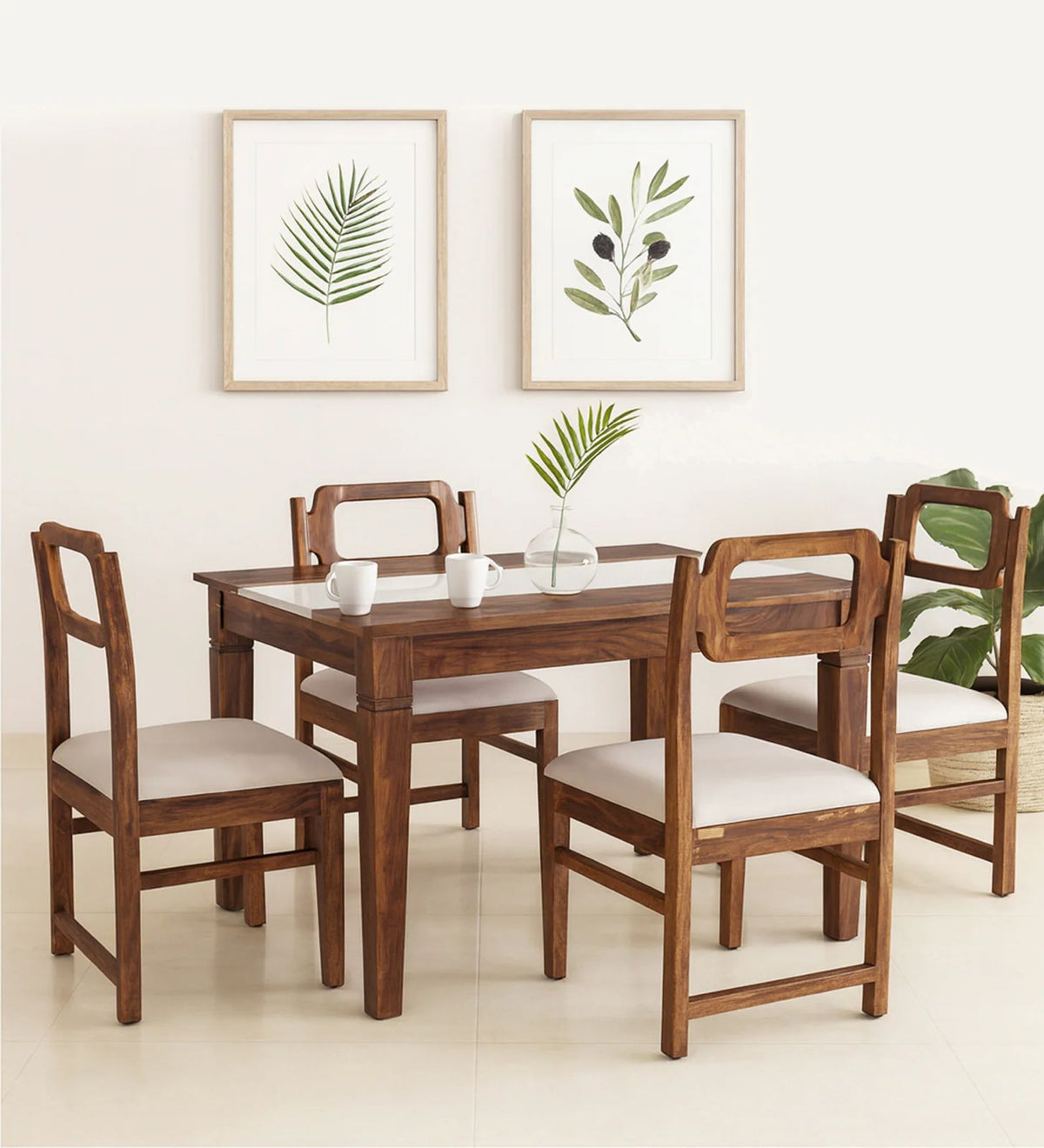 Marble Top Dining Table - Sheesham Wood