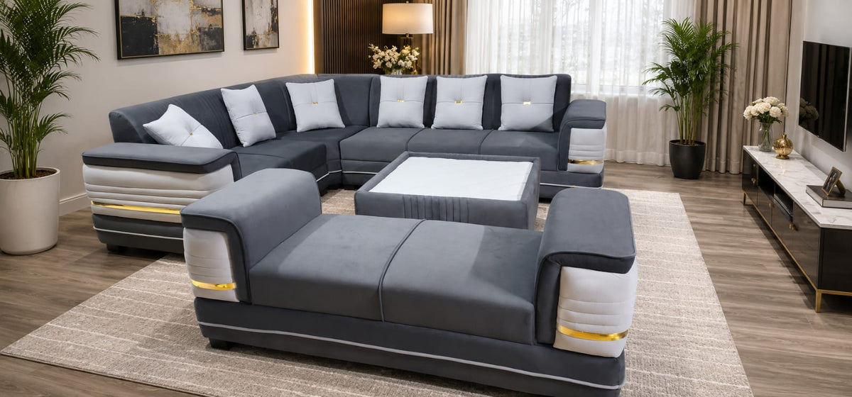 L-Shape Sofa with Couch - Dual Color